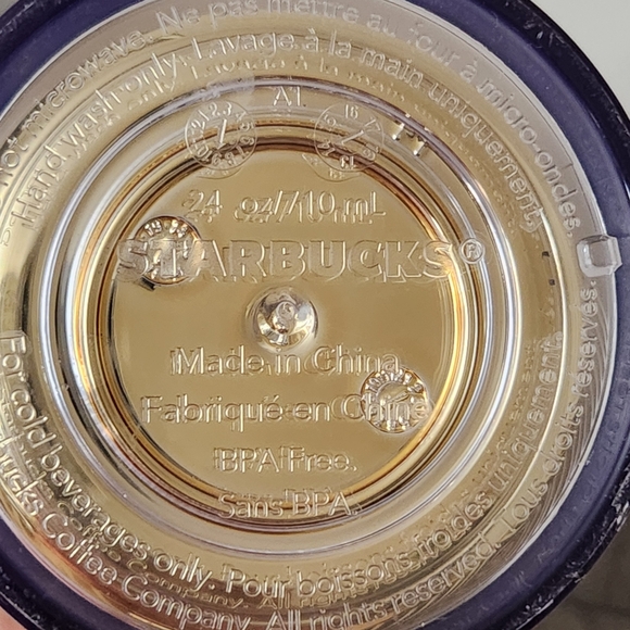 Starbucks Gold Dot Diamond Squiggly Lines Large Cold Cup Tumbler Lid Straw 24 oz - Picture 8 of 8